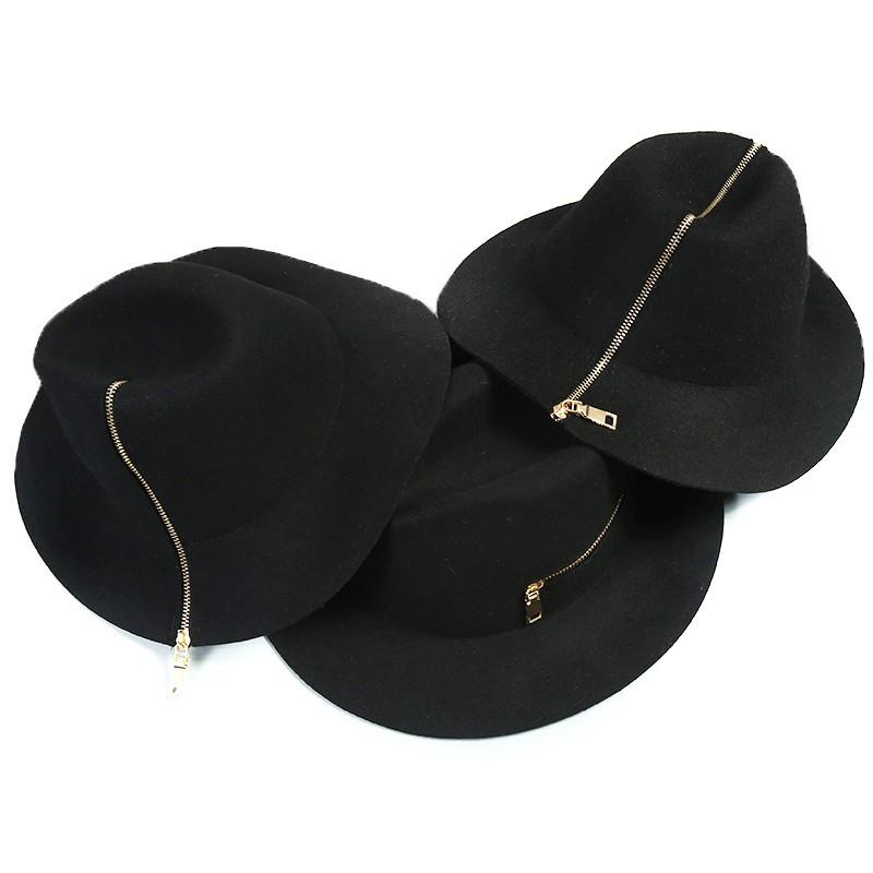 Black Zipper style 100% Pure Cashmere Wool Hats - Go Steampunk