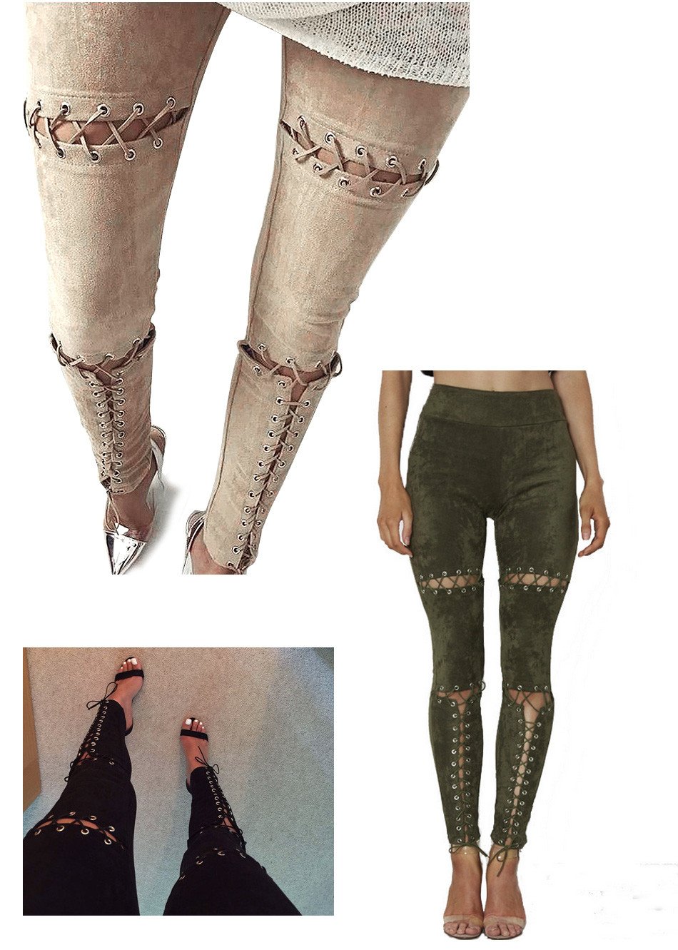 Faux Leather Women's Solid Color Sliced and Sewn Legging - Go Steampunk