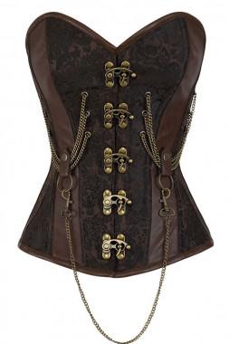 Overbust Hourglass Chained Steampunk Corset - Go Steampunk