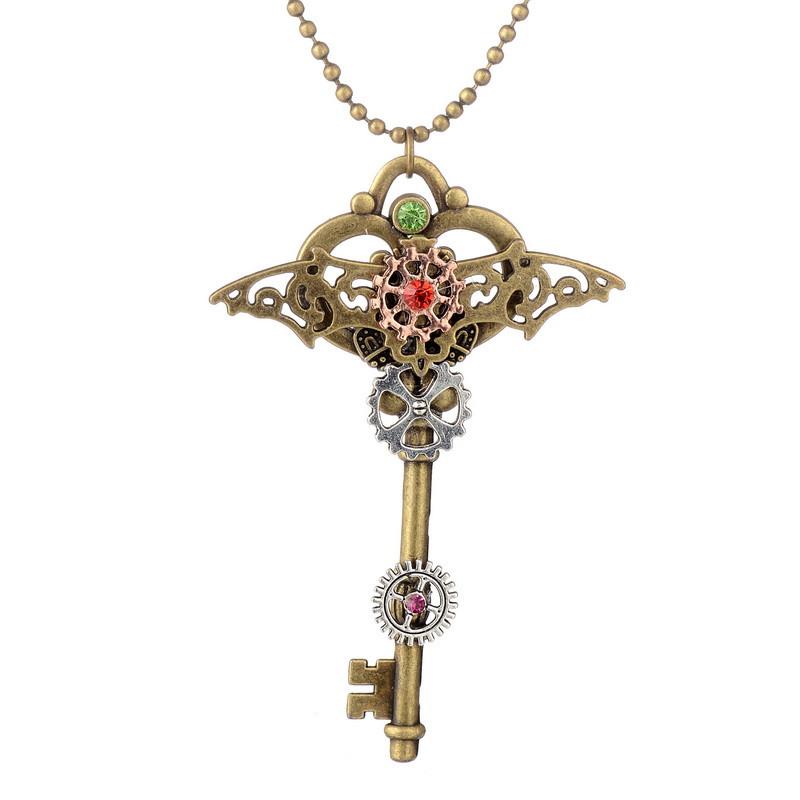 Steampunk Gear Key Pendant Fashion Necklace - Go Steampunk