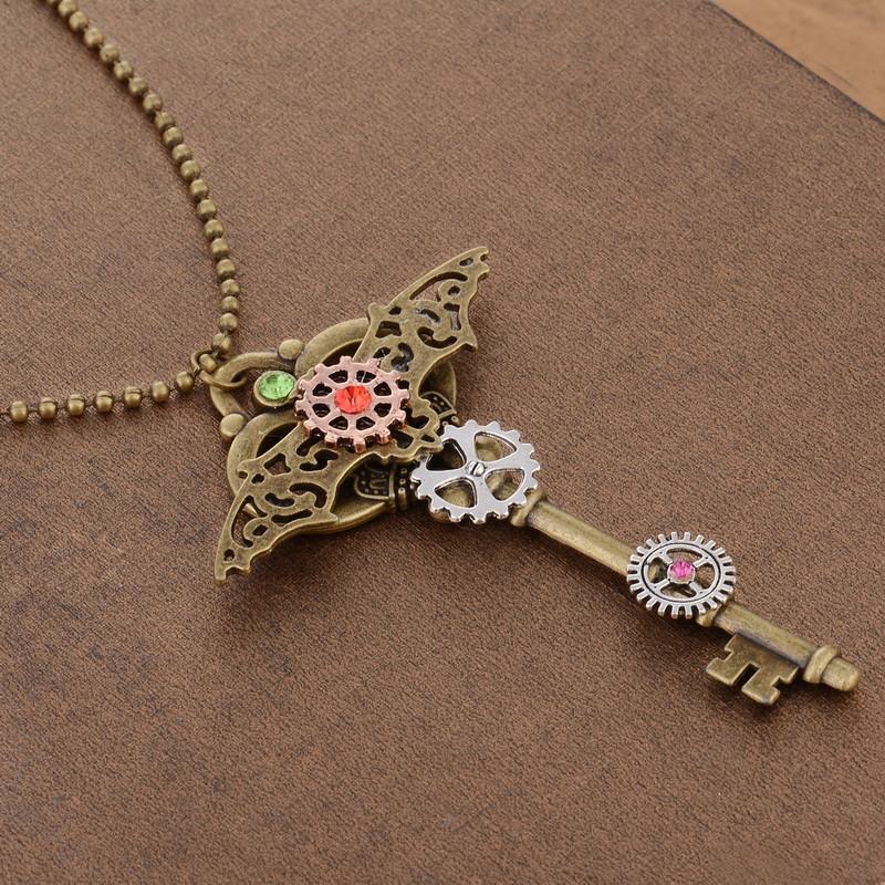 Steampunk Gear Key Pendant Fashion Necklace - Go Steampunk