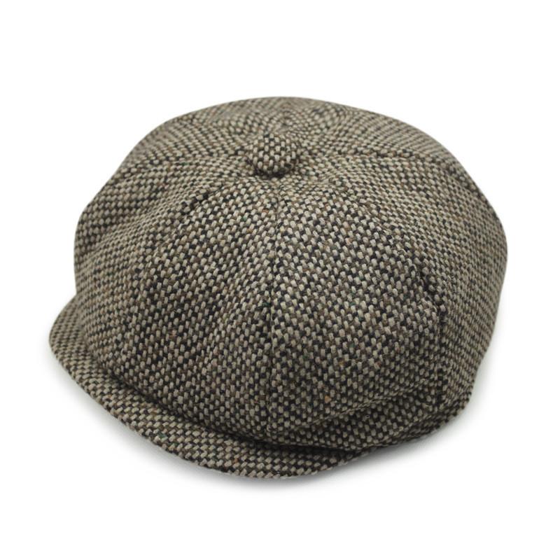 Wool Tweed Newsboy Octagonal Cap