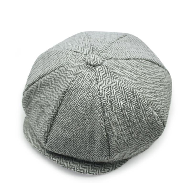 Wool Tweed Newsboy Octagonal Cap