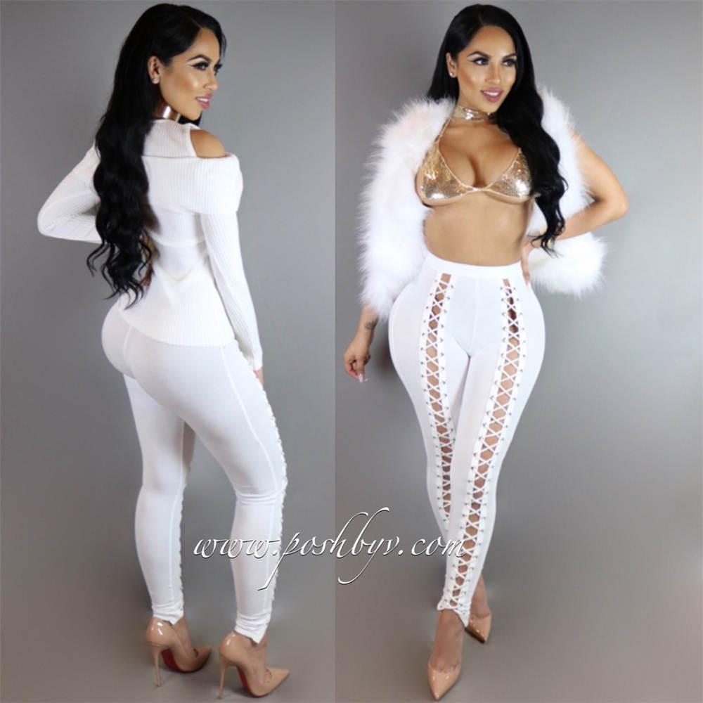 Sexy Woman High Waist Skinny Hollow Out Leggings