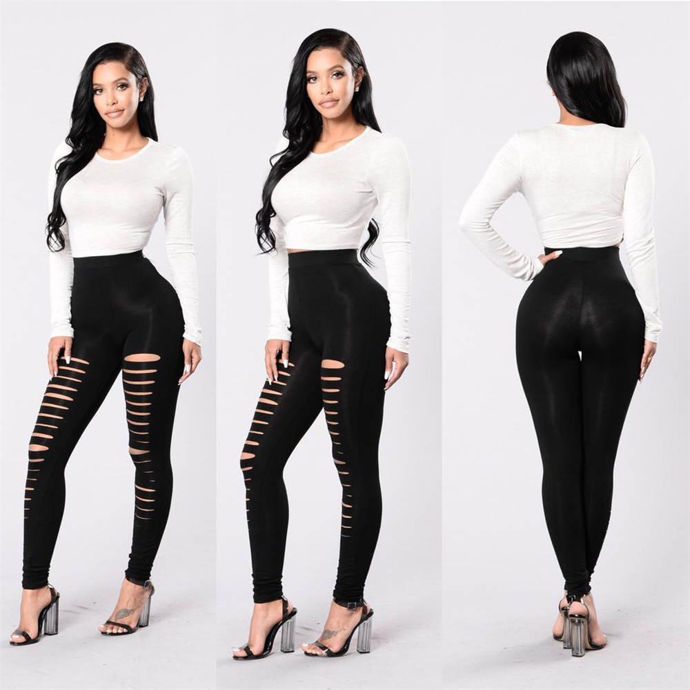 Sexy Woman High Waist Skinny Hollow Out Leggings