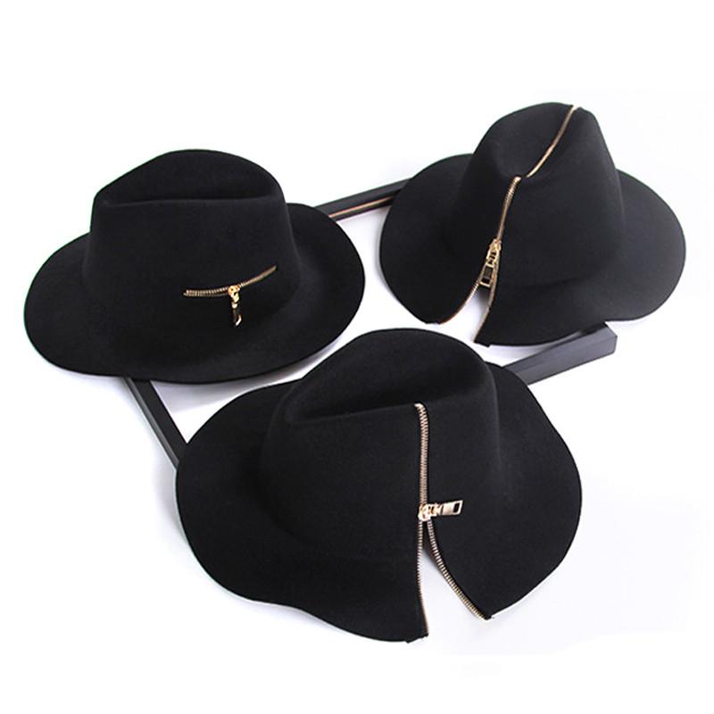 Black Zipper style 100% Pure Cashmere Wool Hats - Go Steampunk