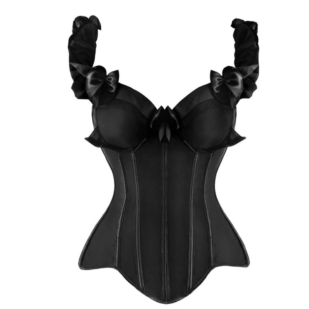 Ruffle Straps steel boned corset - Go Steampunk
