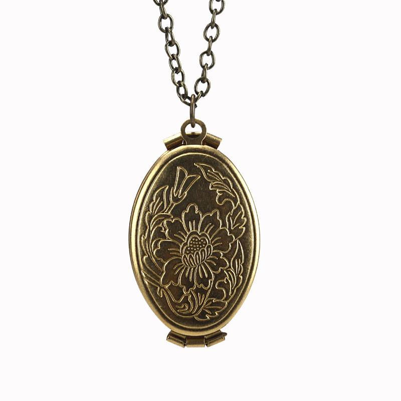 Four-story Bronze Antique Floral Oval Locket - Go Steampunk