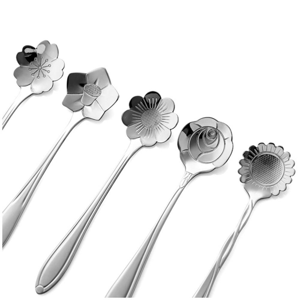 8pcs/set Flower Shape Stainless Steel Tea or Coffee Teaspoons - Go Steampunk