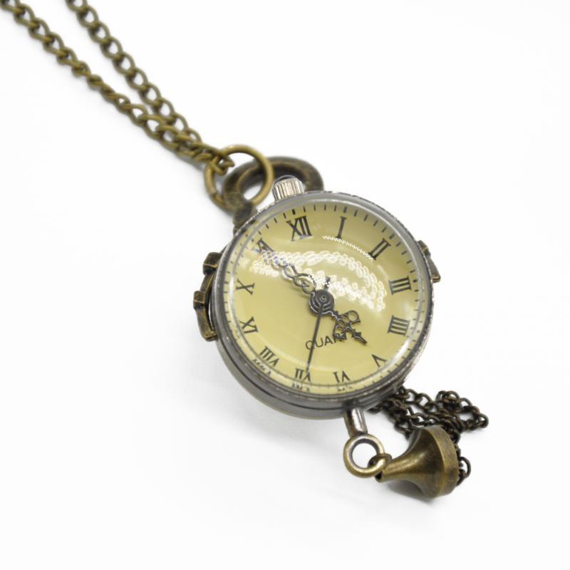 Antique Vintage Glass Ball Quartz Watch Necklace - Go Steampunk