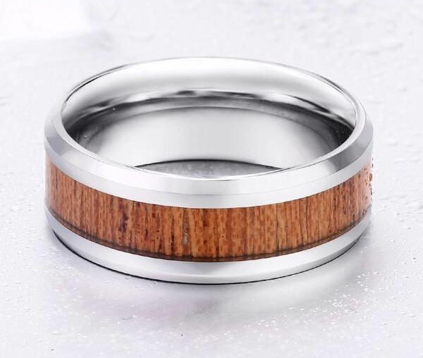 Black ring with dark red wood inlay - Go Steampunk