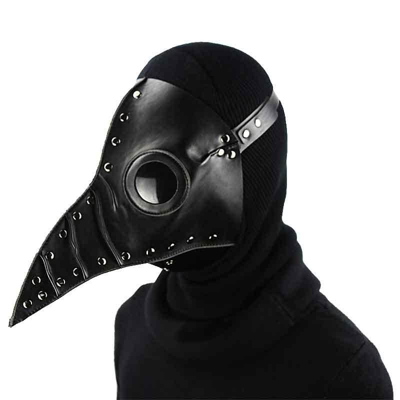 Black Vegan Leather Plague Doctor Mask - Go Steampunk