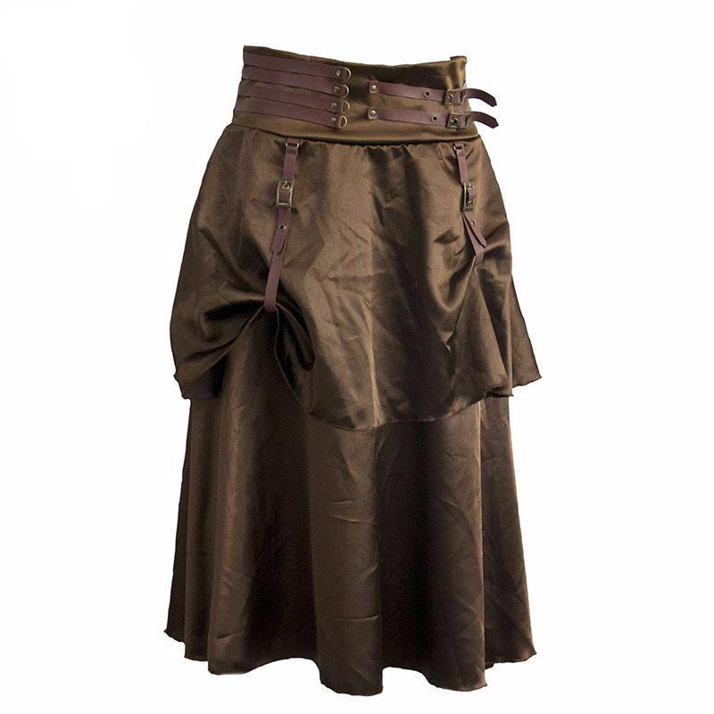 Brown Satin Low Waist  2 Layer Skirt