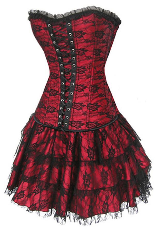 Steampunk Corset and Matching Skirt Dress Set - Go Steampunk