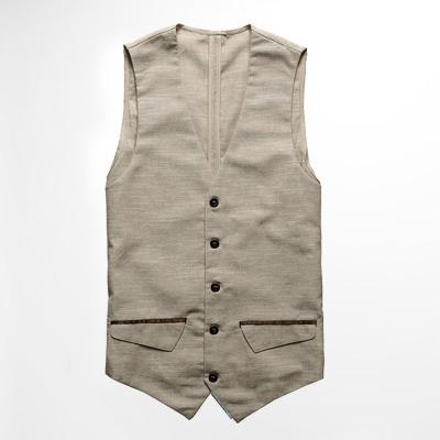 Slim Single Row Button Casual Linen Waistcoat