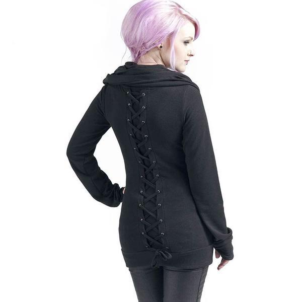 Corset Lace-Up Style Heap Collar Hoodie - Go Steampunk