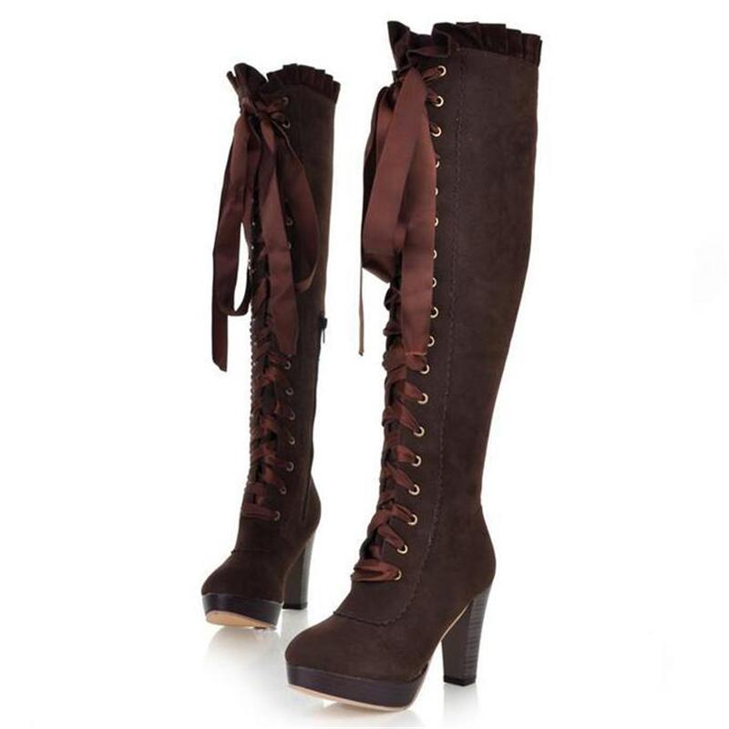 Fashion Lace Up Knee High Knight Boots