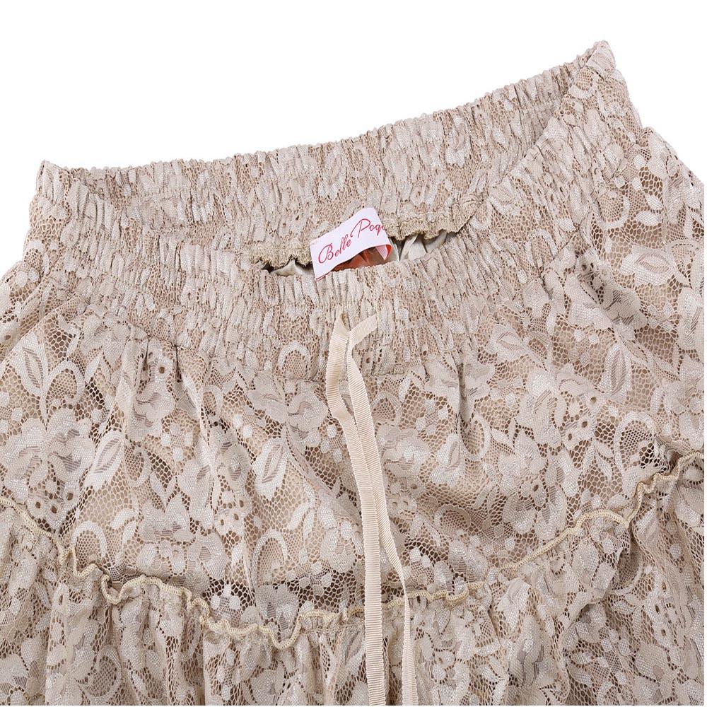 Ruffled Lace Layers Midi Skirt - Go Steampunk