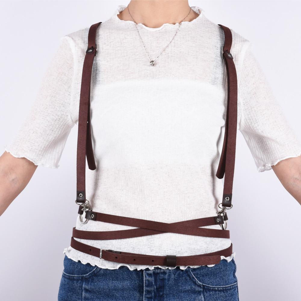 Faux Leather Three Layers Shoulder Wrapped Body Harness - Go Steampunk