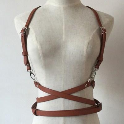 Faux Leather Three Layers Shoulder Wrapped Body Harness