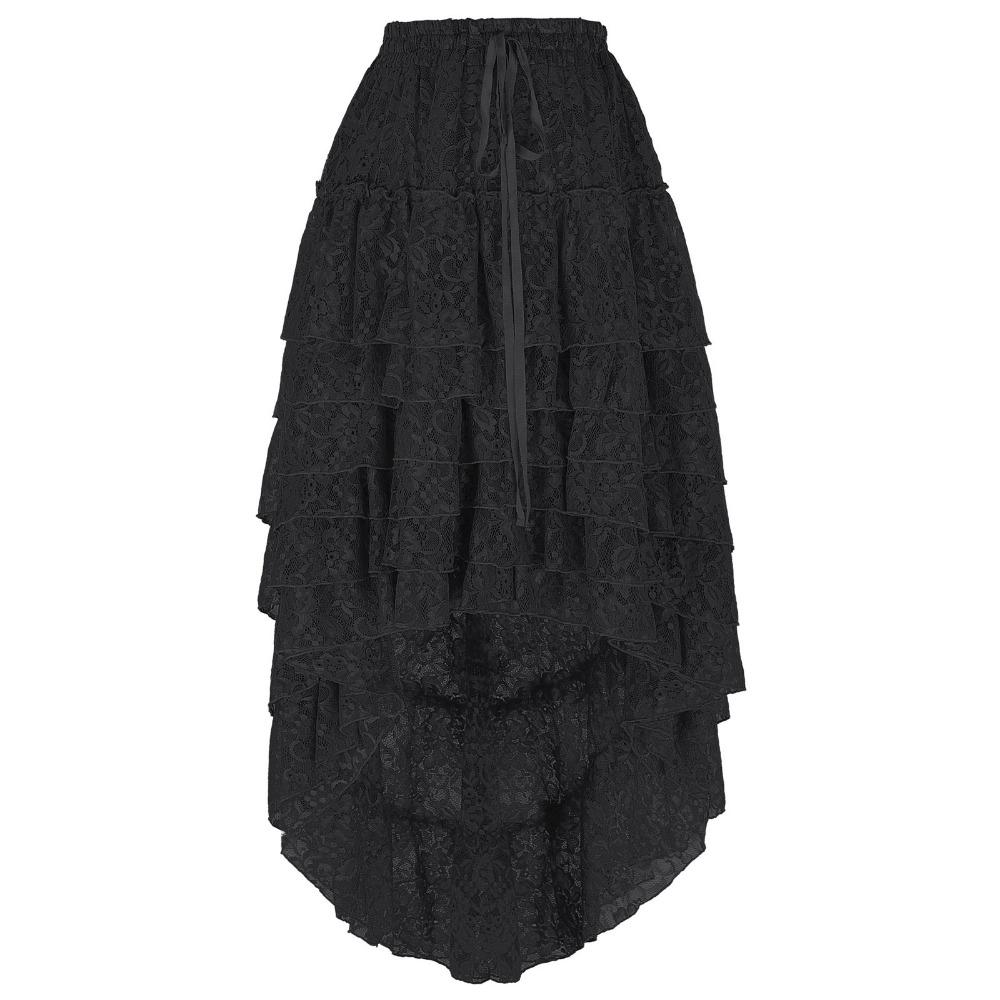 Ruffled Lace Layers Midi Skirt - Go Steampunk