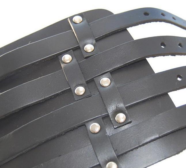 4 Buckle Metal Rivet Leather Bracer - Go Steampunk