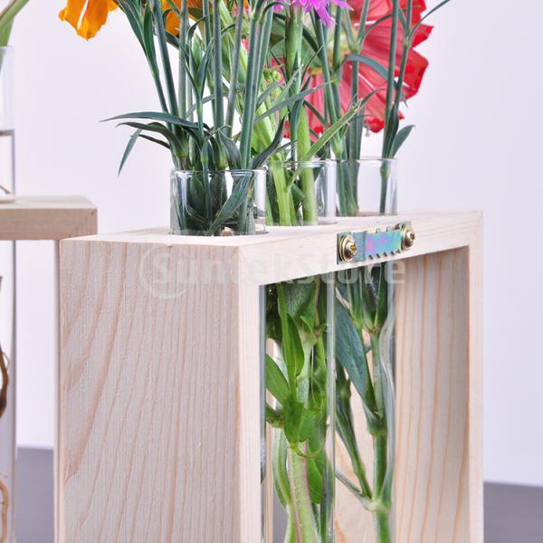 Flower Vase Test Tube Bottles in Wood Stand - Go Steampunk