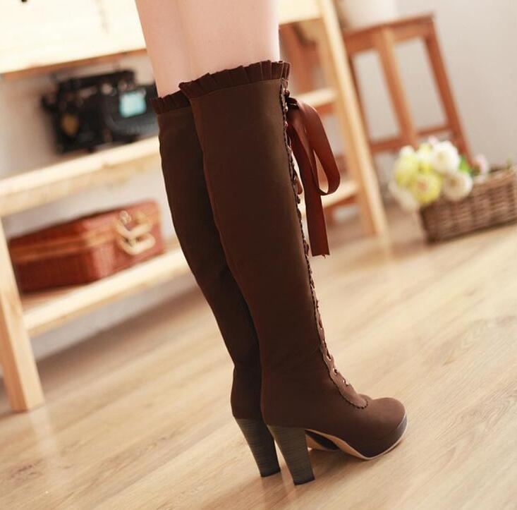 Fashion Lace Up Knee High Knight Boots - Go Steampunk