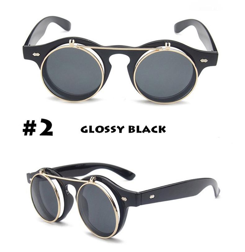 Classic Double Layer Clamshell Retro Sunglasses - Go Steampunk