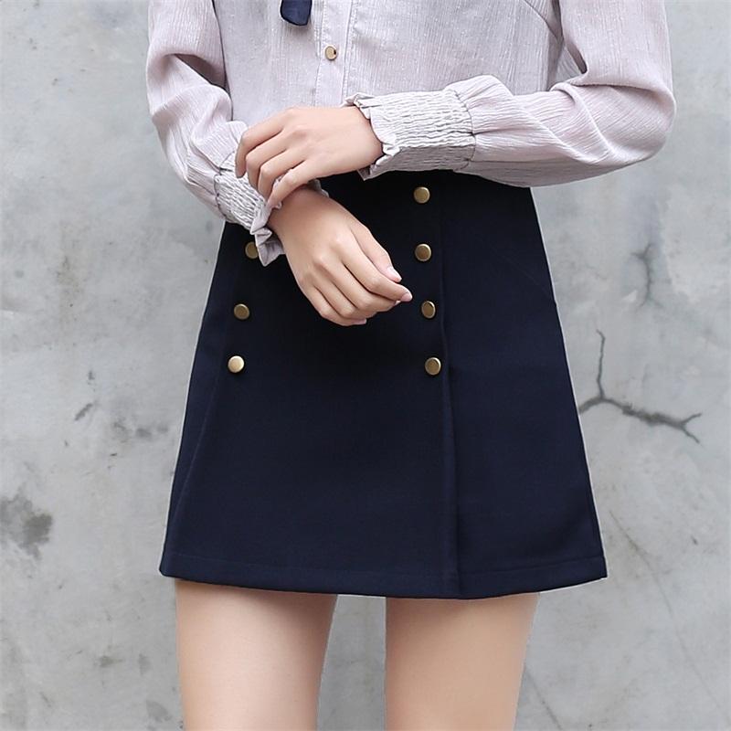 Double Row Buttoned Mini Skirt