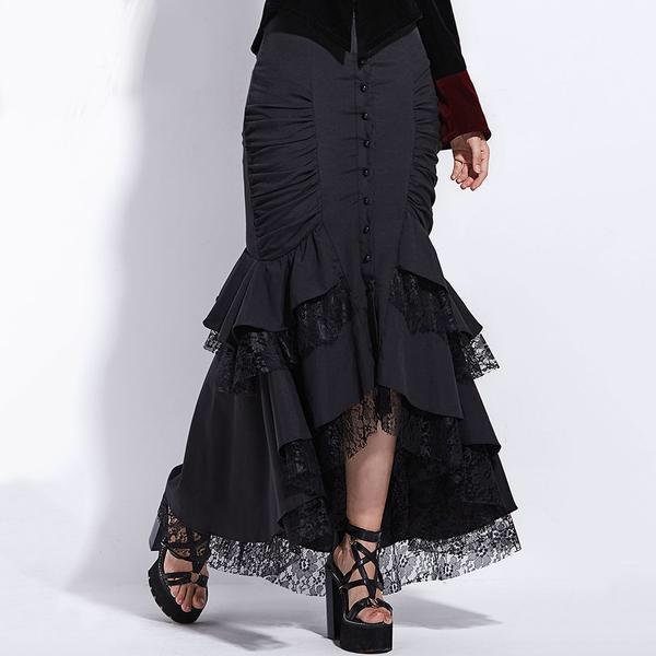 Black Lace Mermaid Skirt - Go Steampunk