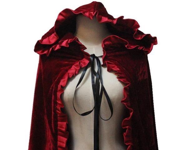 Long Red Velvet Cloak with Hood - Go Steampunk