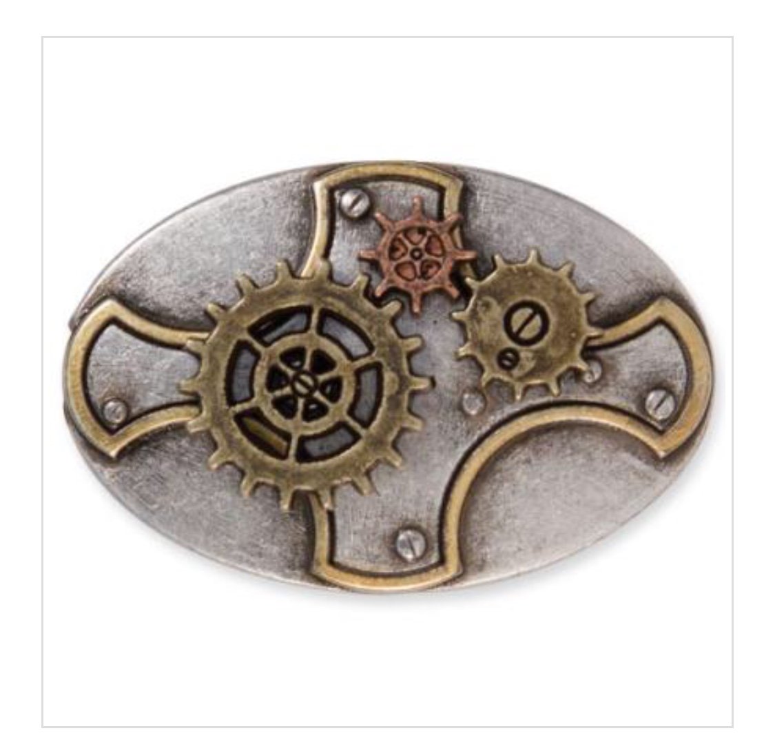 Spinning Gears Oval Concho - Go Steampunk