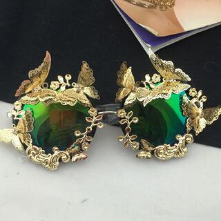Vintage Retro Sunglasses Golden Frame Baroque gold Butterfly Flower Sunglasses - Go Steampunk