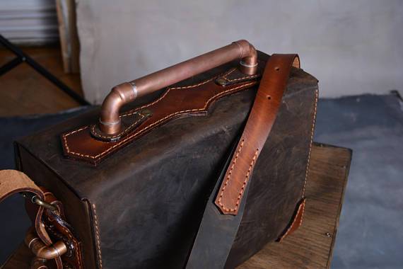 Leather Steampunk Box Camera or Travel Bag - Go Steampunk