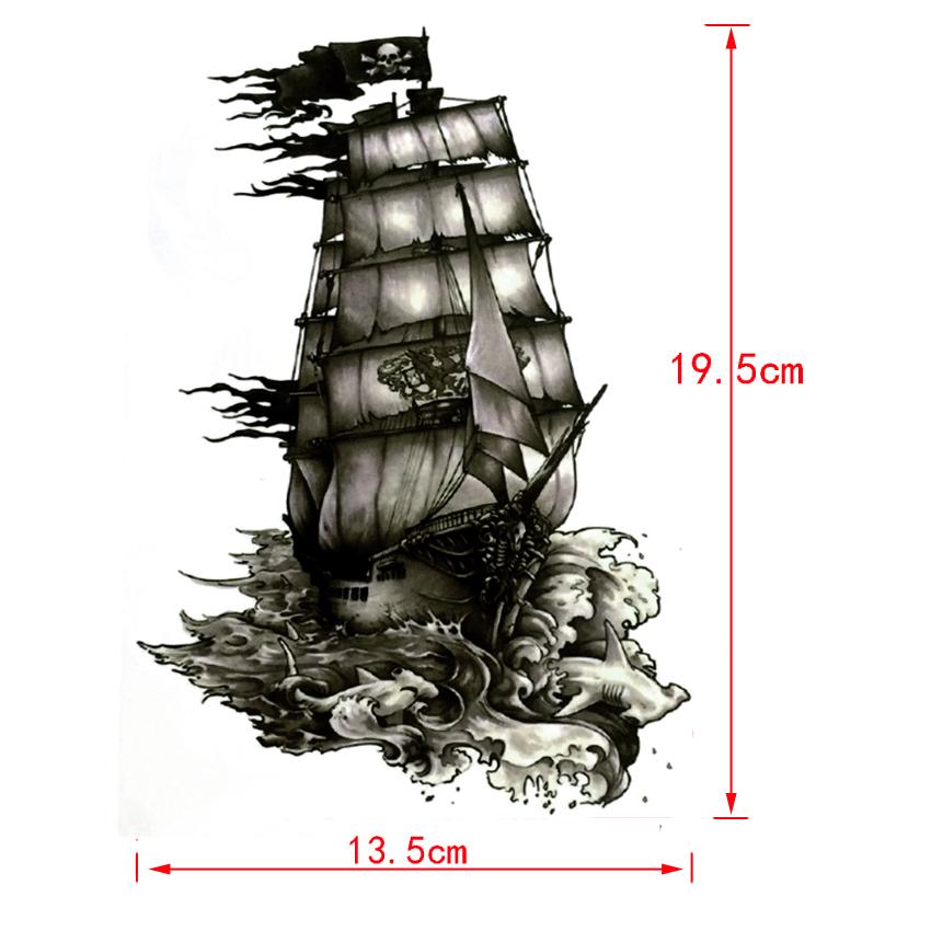 Black Pirate Ship Waterproof Temporary Tattoo - Go Steampunk
