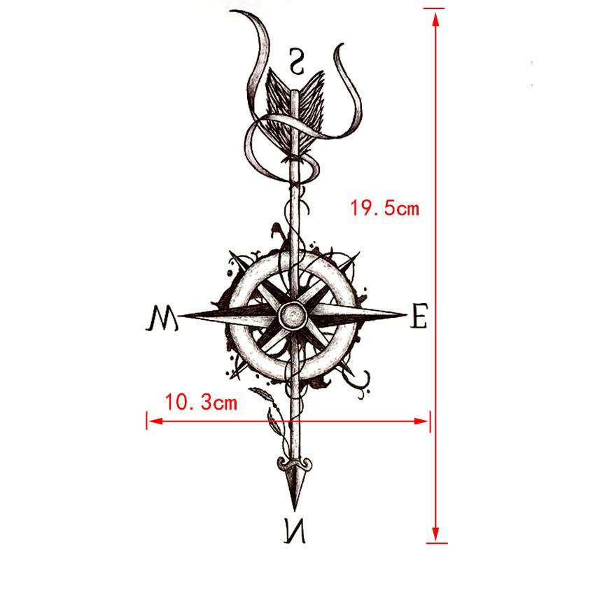 Compass and Arrow Waterproof Temporary Tattoo - Go Steampunk