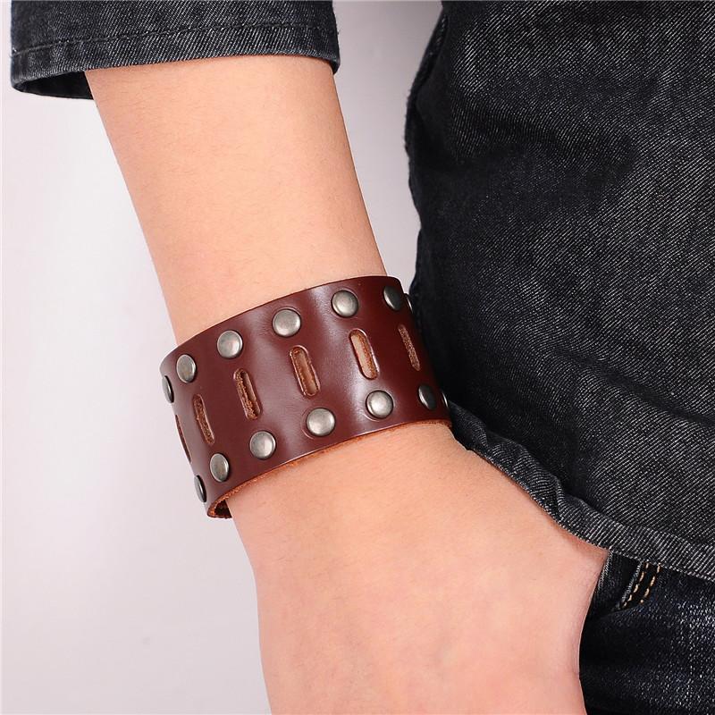 Wide Leather Cuff Multiple Styles - Go Steampunk