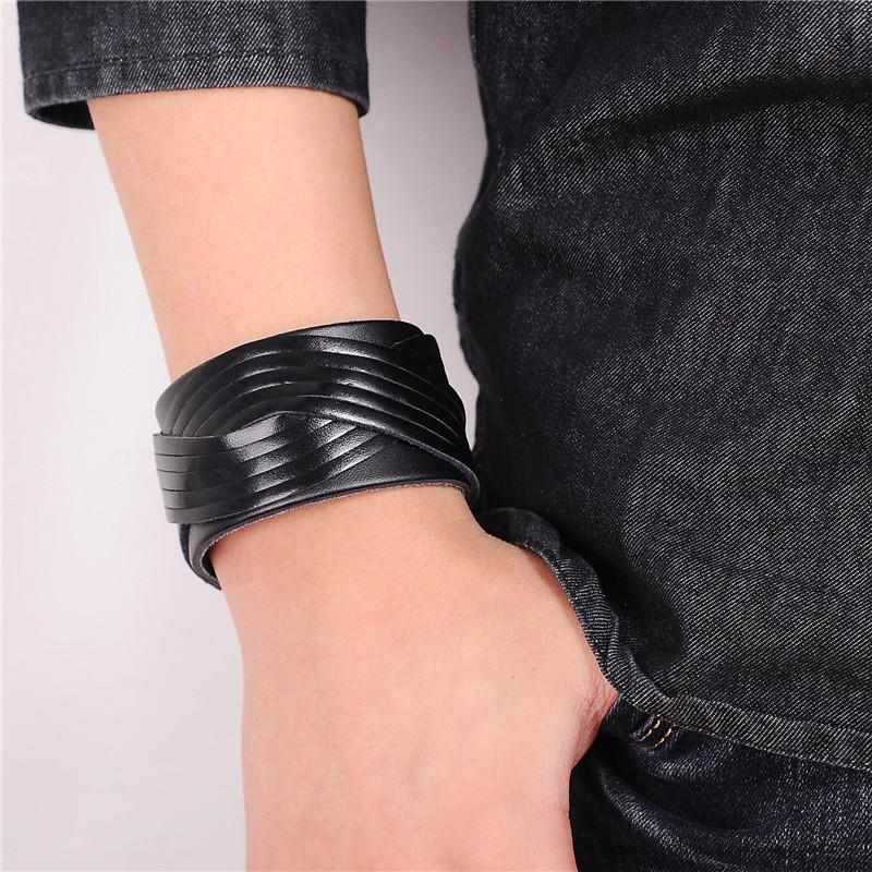 Wide Leather Cuff Multiple Styles - Go Steampunk