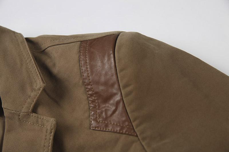 Casual Slim Fit Leather Patchwork Blazer - Go Steampunk