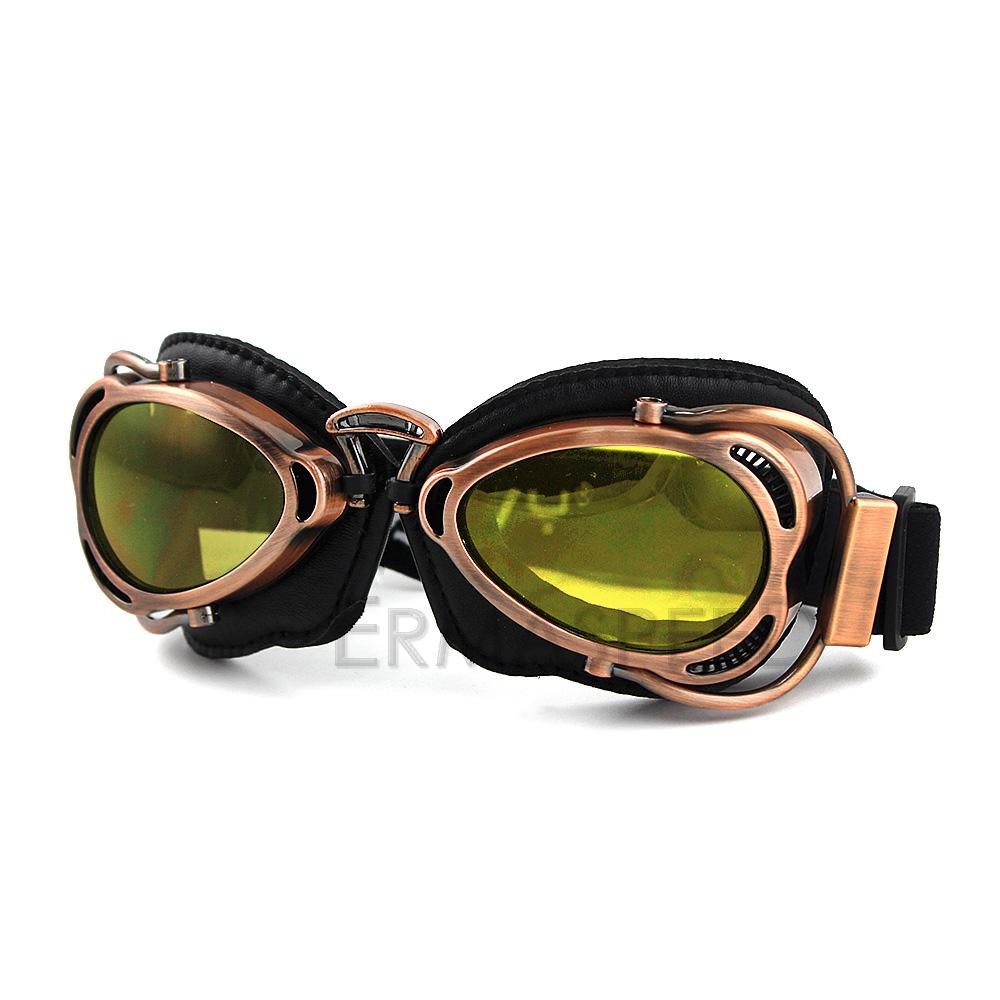 Retro Vintage Copper PU Leather Aviator Goggles - Go Steampunk