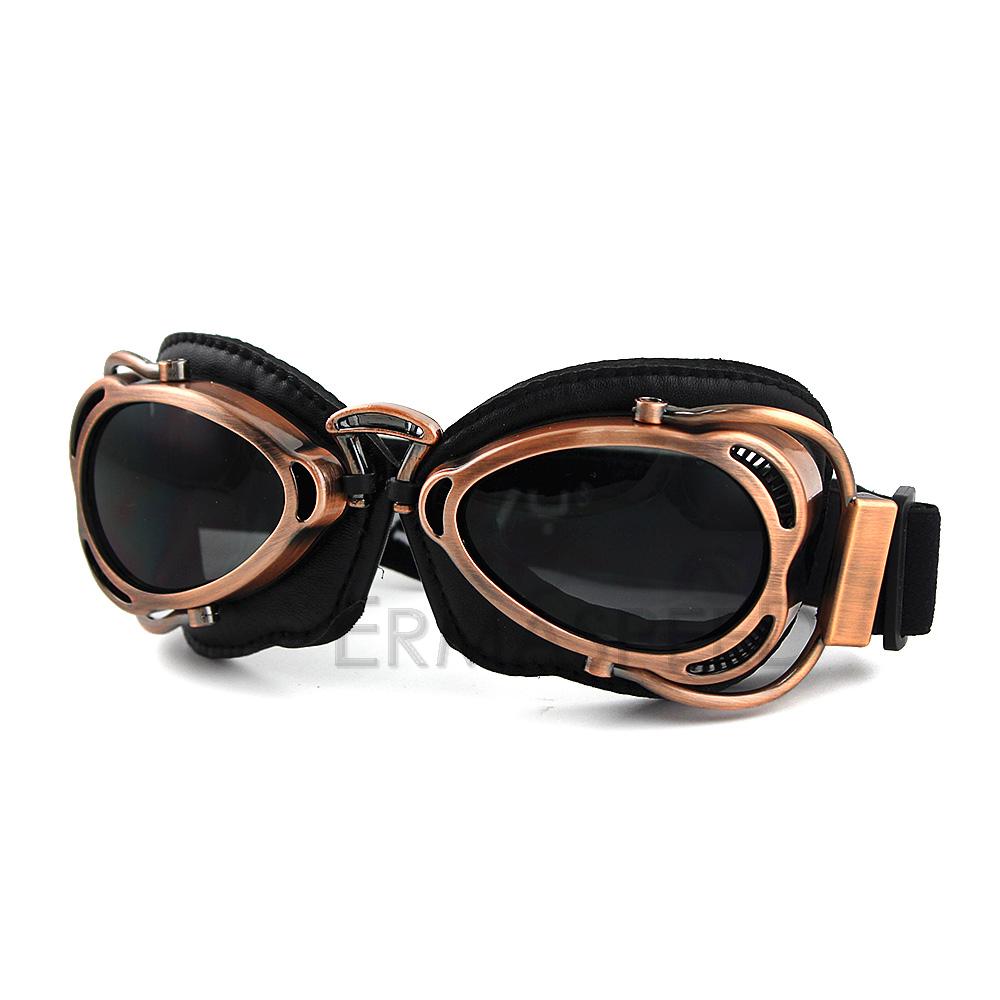 Retro Vintage Copper PU Leather Aviator Goggles - Go Steampunk