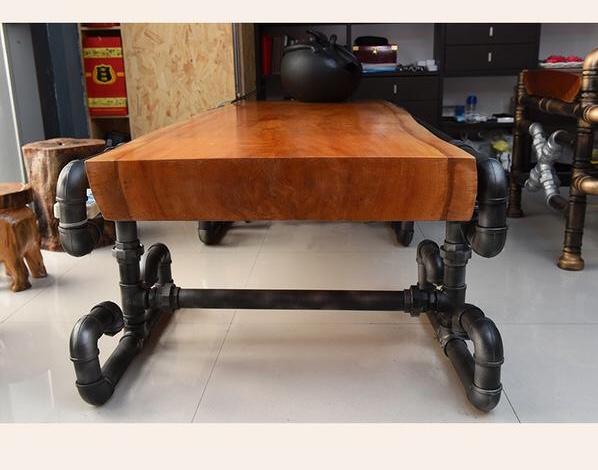 President's Solid Wood and Industrial Vintage Pipe Table - Go Steampunk