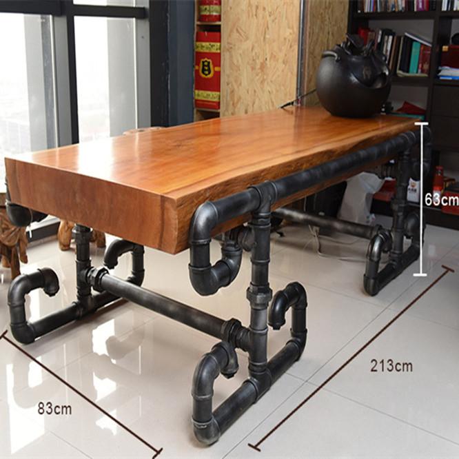 President's Solid Wood and Industrial Vintage Pipe Table - Go Steampunk