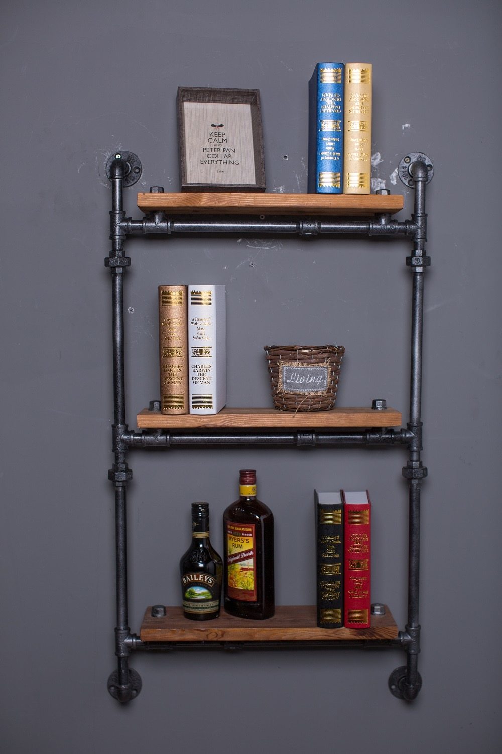 Steampunk Vintage Wrought Iron and Wood Wall Mount Shelf - Go Steampunk