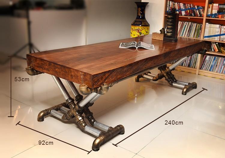 Retro Industrial Steampunk Wood and Wrought Iron Table - Go Steampunk
