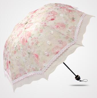 4 Color Floral Embroidered Parasol
