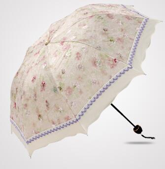 4 Color Floral Embroidered Parasol