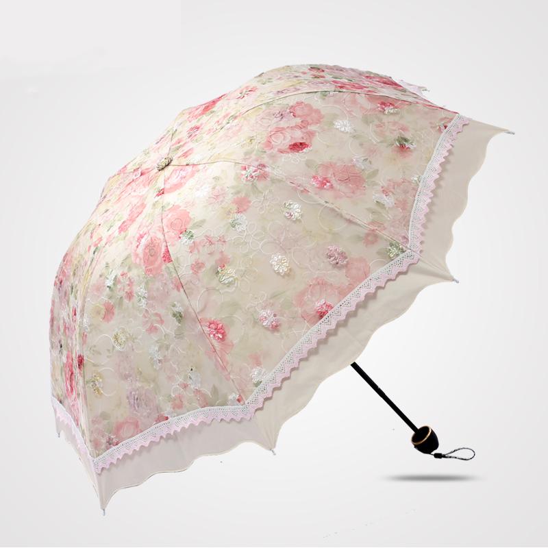 4 Color Floral Embroidered Parasol - Go Steampunk