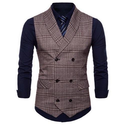 Plaid Formal Double Breasted Vest
